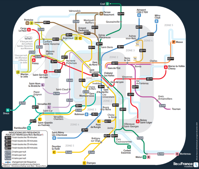 Plan des trains qui circulent la nuit du 31 décembre 2024 au 1er janvier 2025