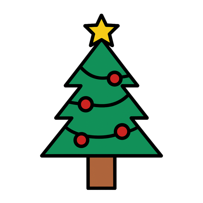 Un arbre de Noël décoré avec une étoile au sommet