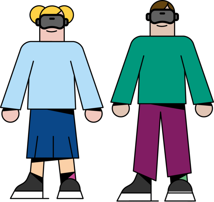 Deux personnes avec des casques VR