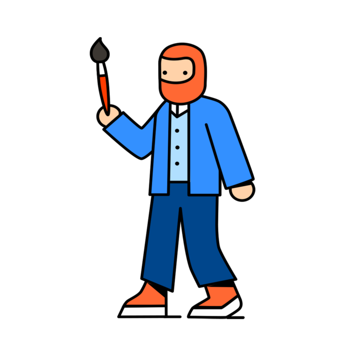 Illustration de van gogh avec un pinceau