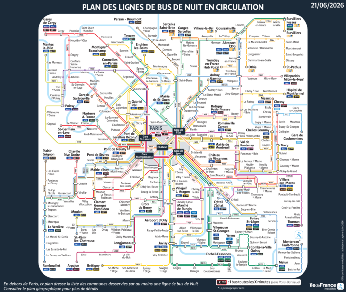 Plan des Bus de nuit en circulation